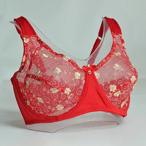 Ladies Secret бюстгальтер без косточек для женщин, BH, большая чашка, сексуальное женское белье, прозрачный бюстгальтер, кружевной бюстгальтер без косточек размера плюс, A, B, C, D, DD, E, F 34-44 - Цвет: Красный