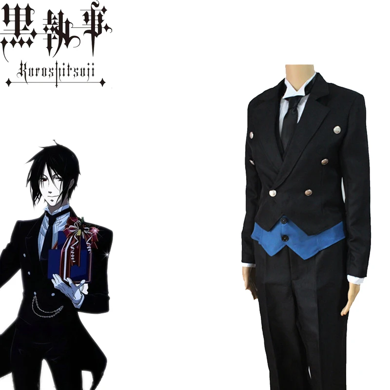 

Black Butlers Cosplay Sebastian Michaelis Costume Japanese Anime Unisex Adults Tuxedo Uniforms Costumes Full Set Suit