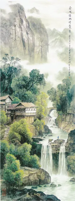 4 панели китайский пейзаж холст картина абстрактная украшение дома настенная