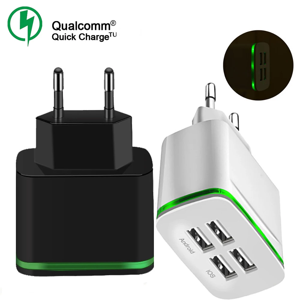 QC 3 0 4 порта USB зарядное устройство Smart Travel Быстрая Зарядка адаптер для iPhone samsung Xiaomi