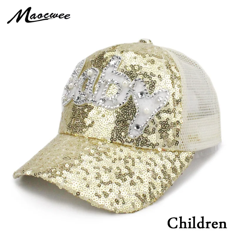Детская шляпа от солнца с буквами летняя детская бейсбольная кепка и блестками