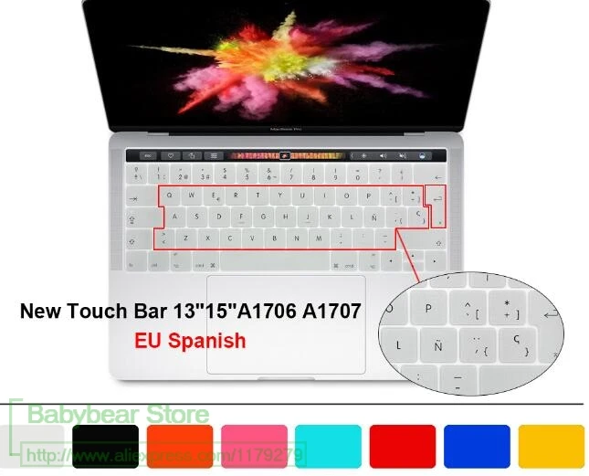 Силиконовая Защитная крышка для клавиатуры испанская защита Macbook Pro 13 &quotA1706 15&quot