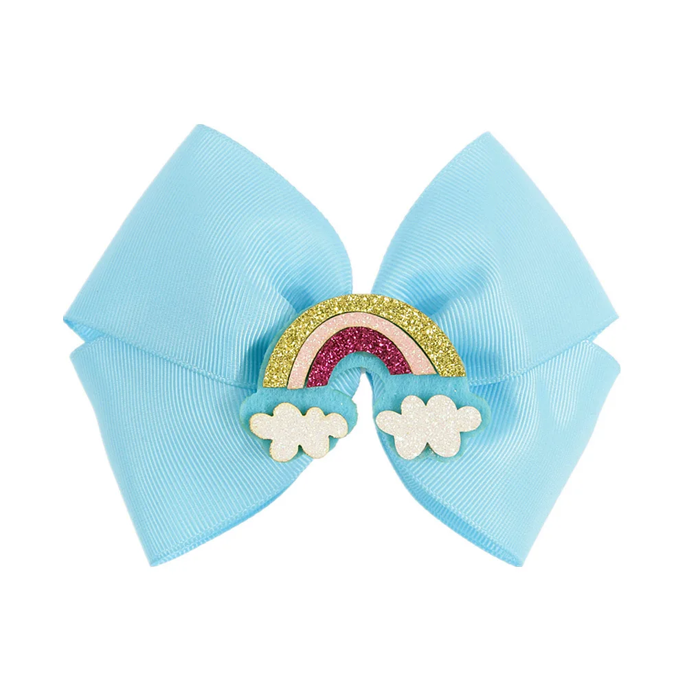 14 Nishine 5," ручной работы для девочек радужные бантики для волос Grosgrain бутик блестящий, с рогом единорога заколки для волос Дети подарок на день рождения - Цвет: 14