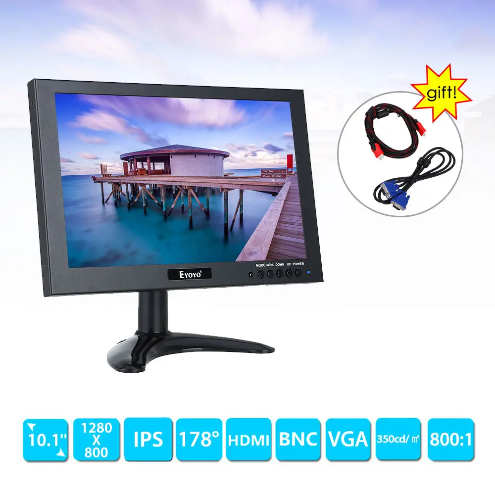 Eyoyo HD 1280*800 IPS TFT светодиодный Экран VGA AV аудио видео HDML 10 &quotЖК дисплей Мониторы для