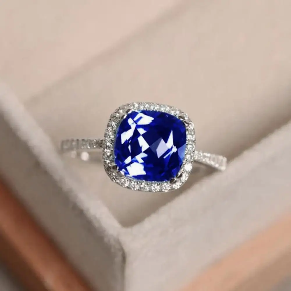 Женское большое синее/фиолетовое овальное кольцо Модные Винтажные обручальные