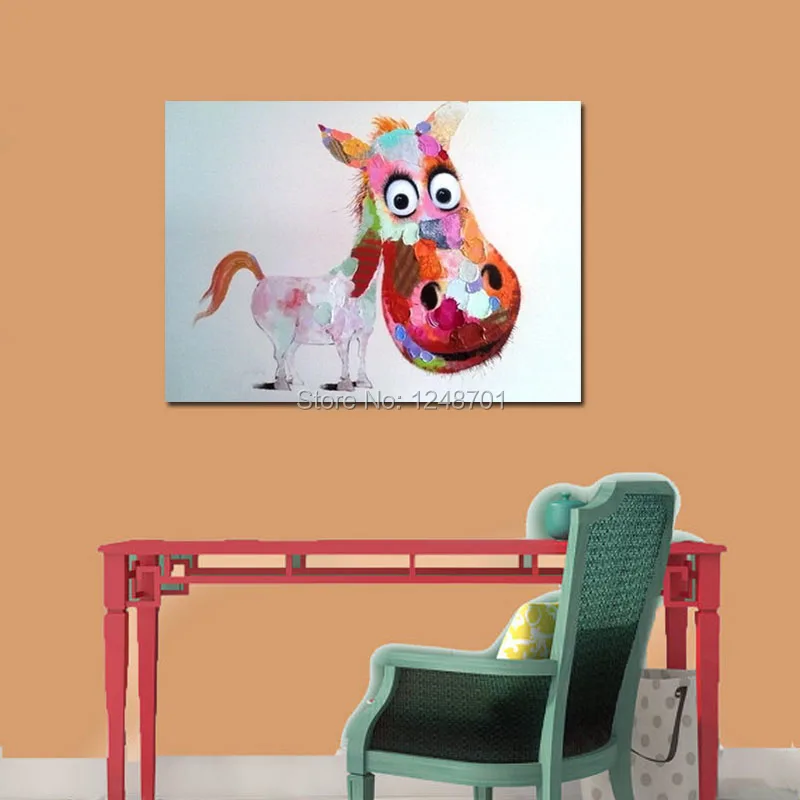 

Big Headed Donkey Oil Painting on Canvas - 100% Hand Made modern canvas animal art for decoration