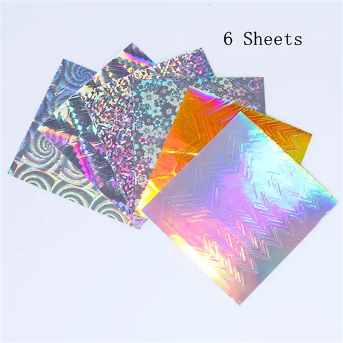 6 Sheets A NICOLE дневник 6 листов клейкая Лазерная Голография 3D стикер для ногтей ультратонкая волновая линия наклейка из фольги для ногтей Маникюр Стикер Украшение - Цвет: 6 Sheets A