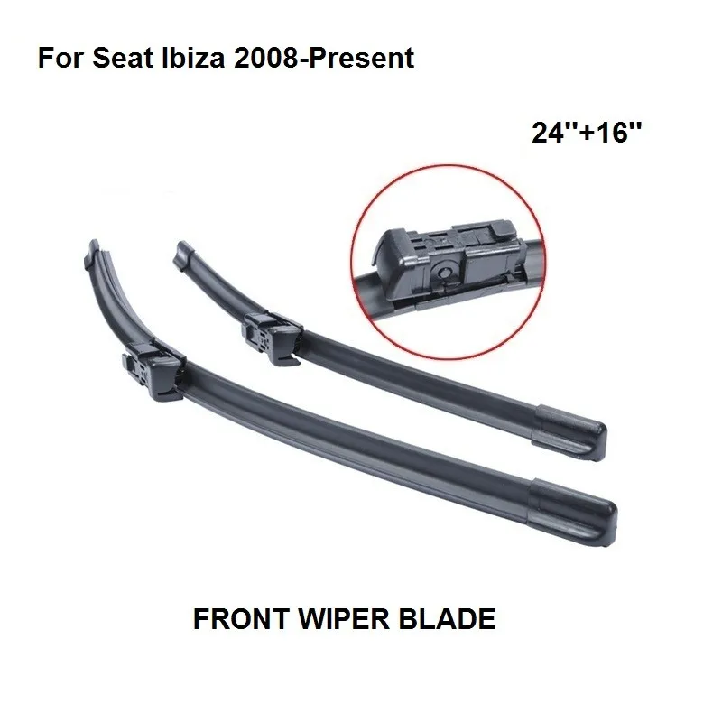 

Front Window Wiper Blade For Seat Ibiza 2008-Present 24''+16'' High Quality Natural Rubber Clean Front Windshie