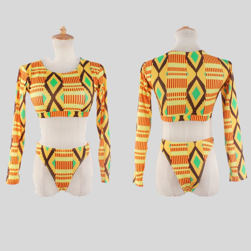 2017 винтажный принт Африканский бикини высокая талия купальник женский пуш ап