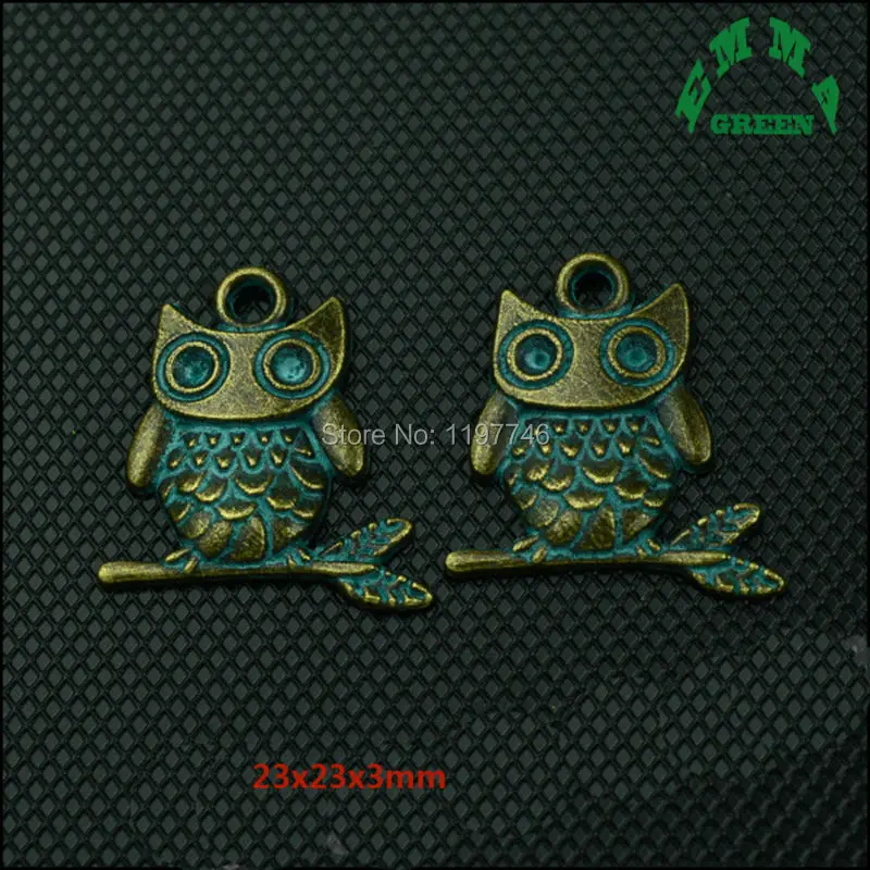 

Various Retro Verdigris Patina Plated Zinc Alloy Green Finished Animal Night Owl Charm For DIY Jewelry Accessories Classical