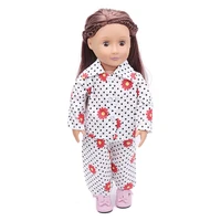 doll clothes red daisy white pajamas suit with pants toy accessories 18 inch girl doll and 43 cm baby dolls c12
