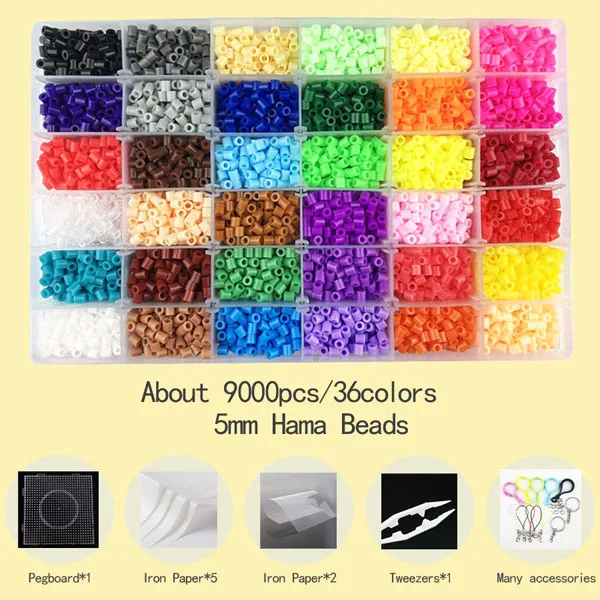 36 colors and 24/36 набор бусин для рукоделия, бусины Хама с окантовкой и инструментом для детей, сделай сам, бусины для рукоделия, обучающие игрушки - Цвет: 36 colors and