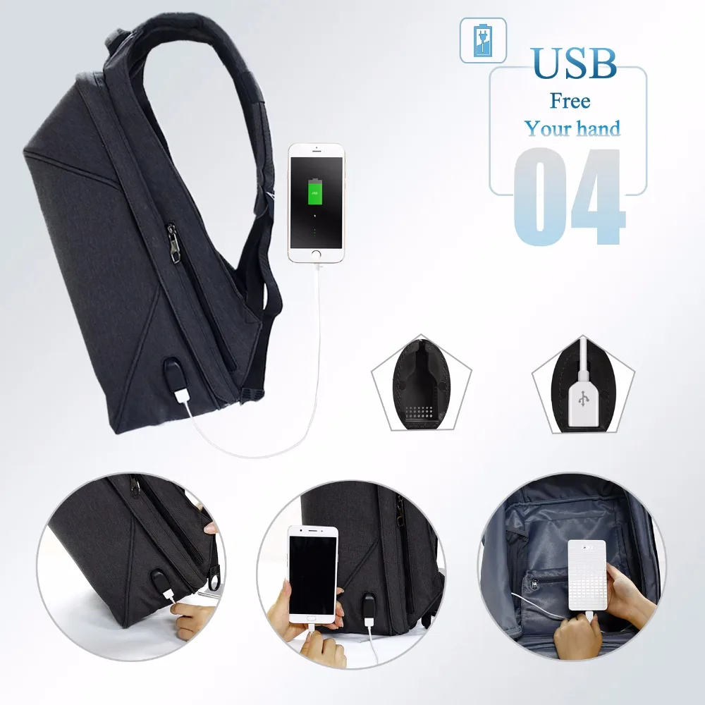 Uoobag ноутбук рюкзак с зарядка через USB Порты и разъёмы подходит для 15.6 дюймов Стиль