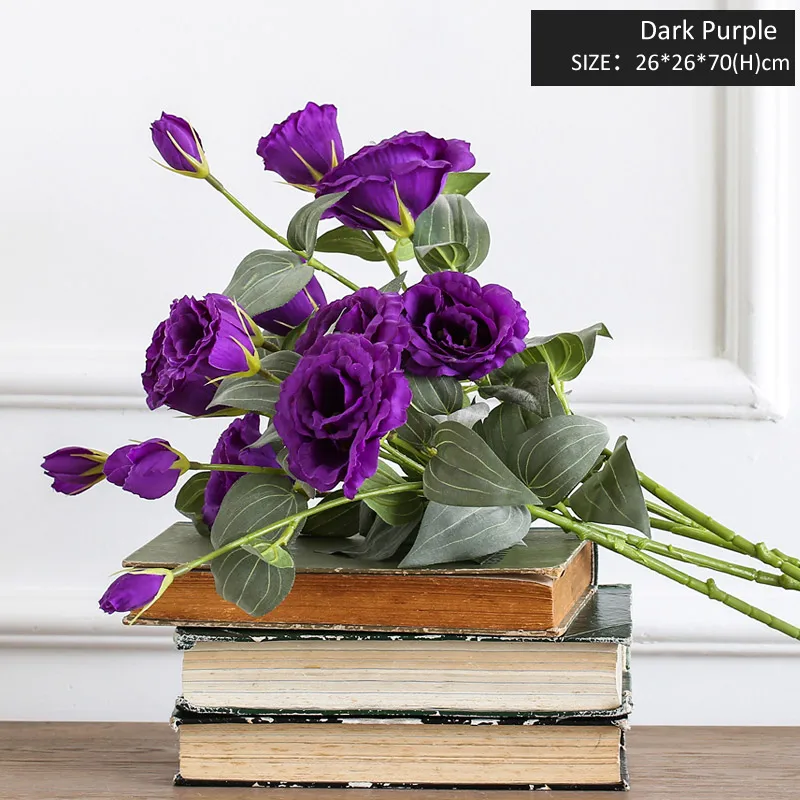 Dark Purple Миз дома 5 шт. 1 бутон eustoma свадебный цветок бутон цветка для невесты Дизайн и Декор Искусственный цветок Шелковый цветок без ваза - Цвет: Dark Purple