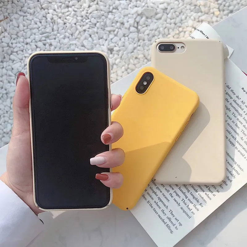 Simple Candy Color Korean Phone Case For 7 Puls 6 6S 8 X Xs XR Xsmax Cases Retro Solid color Hard Plastic Matte Cover |