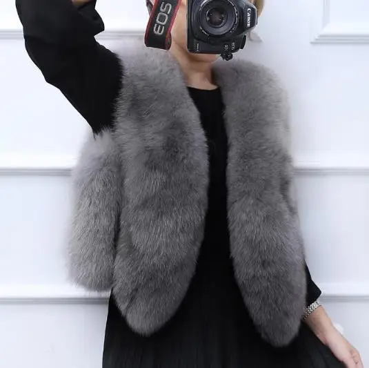 Новинка 2019 зимняя женская куртка из искусственного меха жилет меховые жилетки