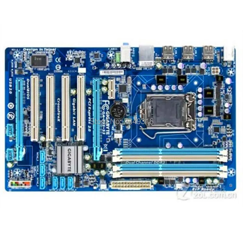 Материнская плата для Gigabyte оригинальная б/у настольного ПК с сокетом LGA 1156 DDR3 ATX |