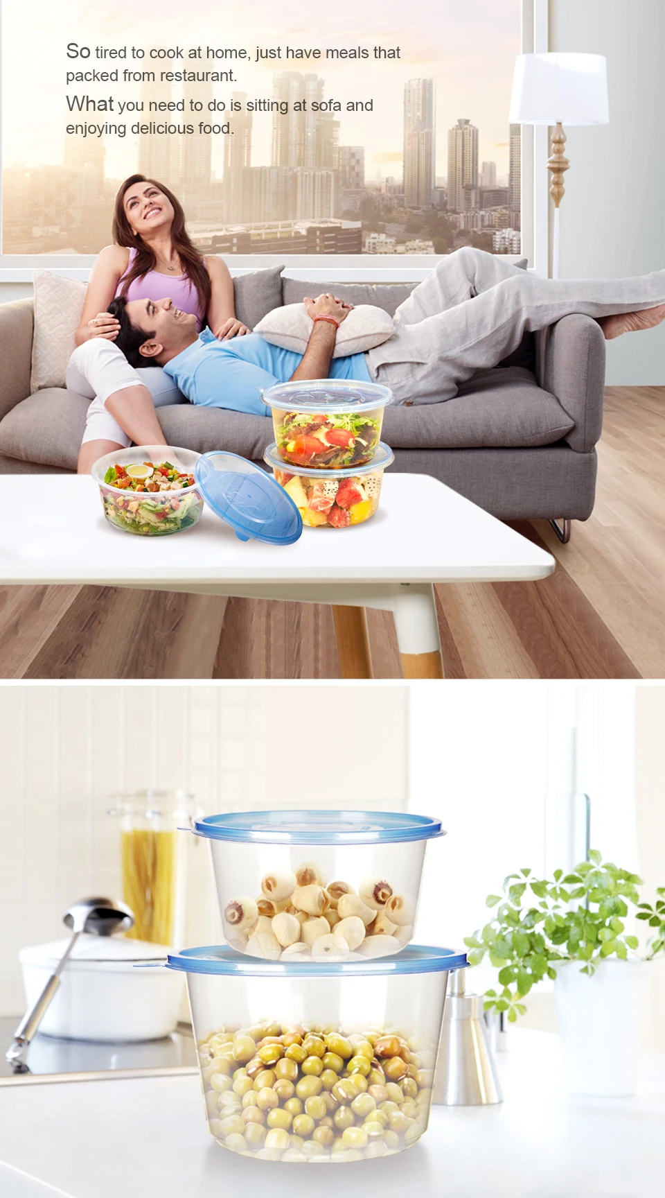 OTOR 1000 шт 12 унций 16 унций одноразовые пластиковые для еды контейнер Microwaveable ланч бокс
