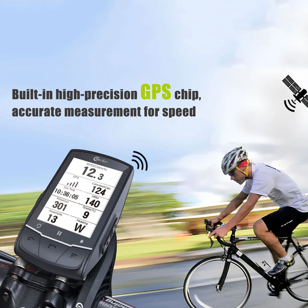 MEILAN M1 GPS Navigation Bike Computer Peedometer Candence Heart Rate 2.6" BLE4.0 Bicycle Computer Speedometer