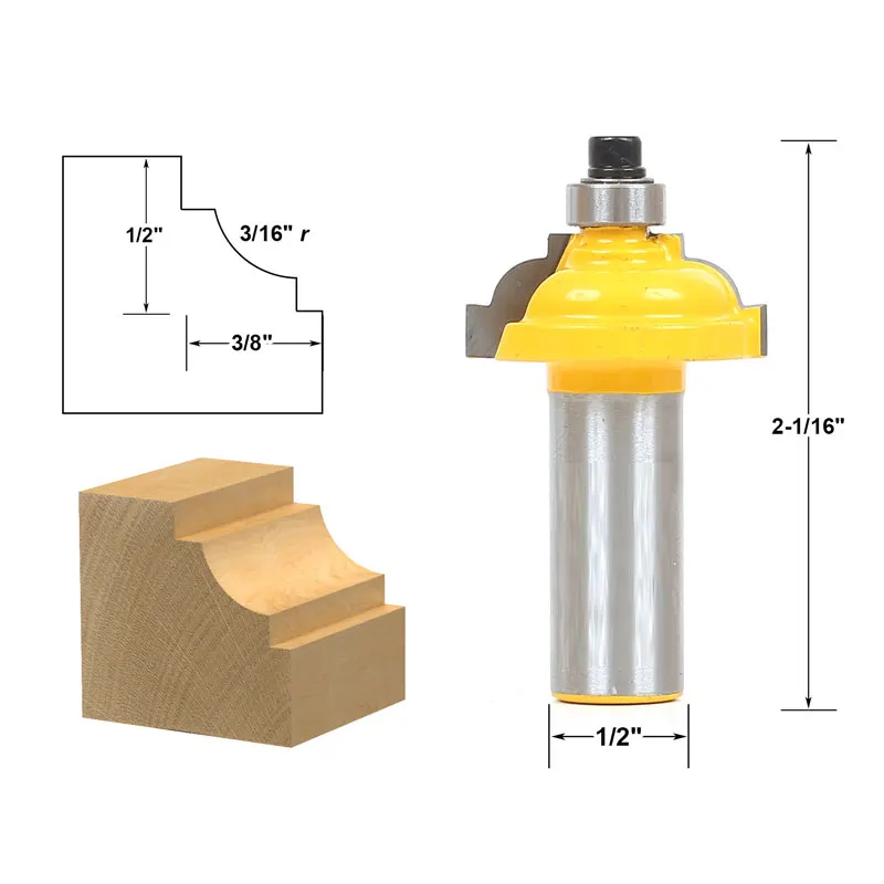1 шт. Классическая бухта фреза для отделки кромки бит-3/16 дюйма радиус-1/2 хвостовик