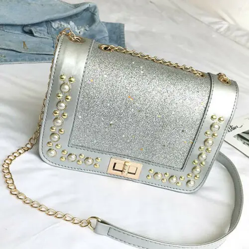 Женская сумка-мессенджер из искусственной кожи на плечо модная блестящая с