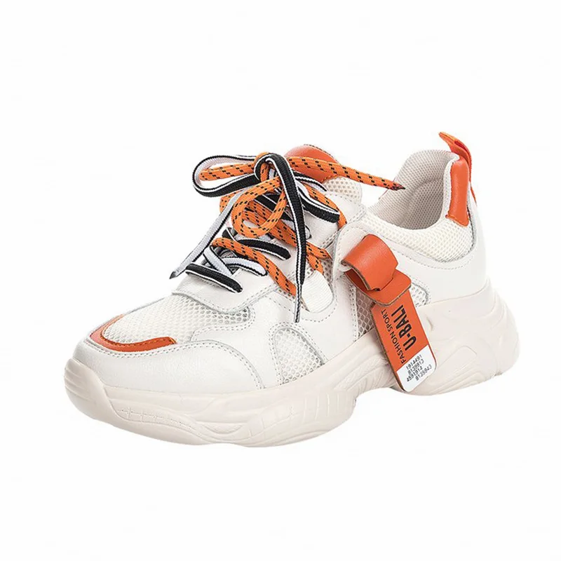 Женские массивные кроссовки на платформе 5 см Разноцветные Повседневные толстой