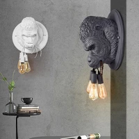 nordic resin gorilla wall lamp retro modern led wall sconce home loft bedroom bedside home decor wall light fixtures luminaire