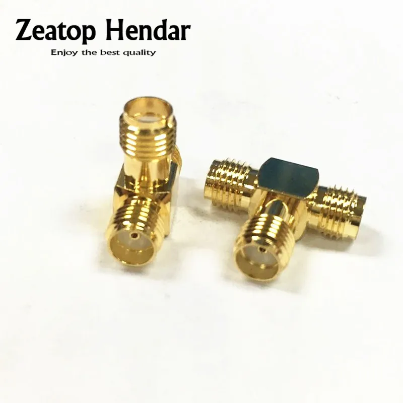 Тройной T type SMA 1 Female to 2 Double Jack Коннектор 3 коаксиальный адаптер из золотой и медной