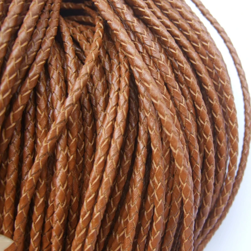Браслет из натуральной кожи Круглый светло-коричневый 5 ярдов 3 мм | Украшения и