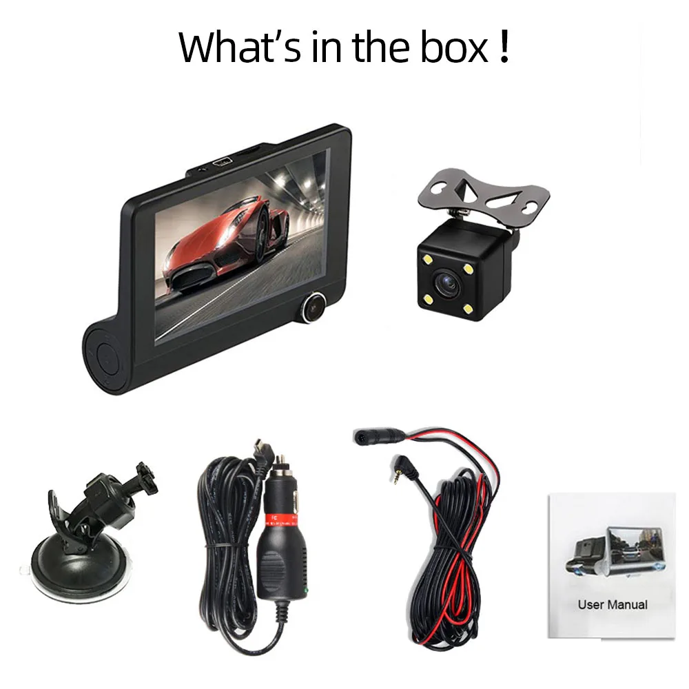 Автомобильный видеорегистратор AXZONE 3 камеры передний/внутренний/задний 4 0 дюйма