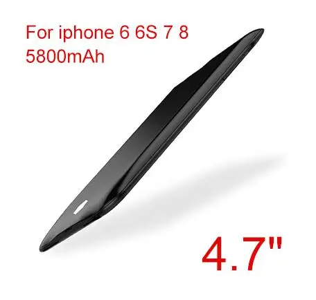 Черный Чехол для зарядки аккумулятора высокой емкости 5800 мач для iphone 8, 7, 6, 6 S, Ультратонкий чехол для зарядки аккумулятора iphone 7, чехол для аккумулятора - Цвет: Черный