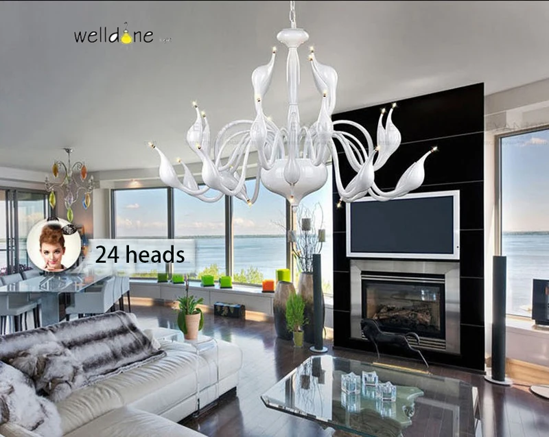 Арт Деко европейские свечи хрустальные светодиодные Лебеди люстры потолочные