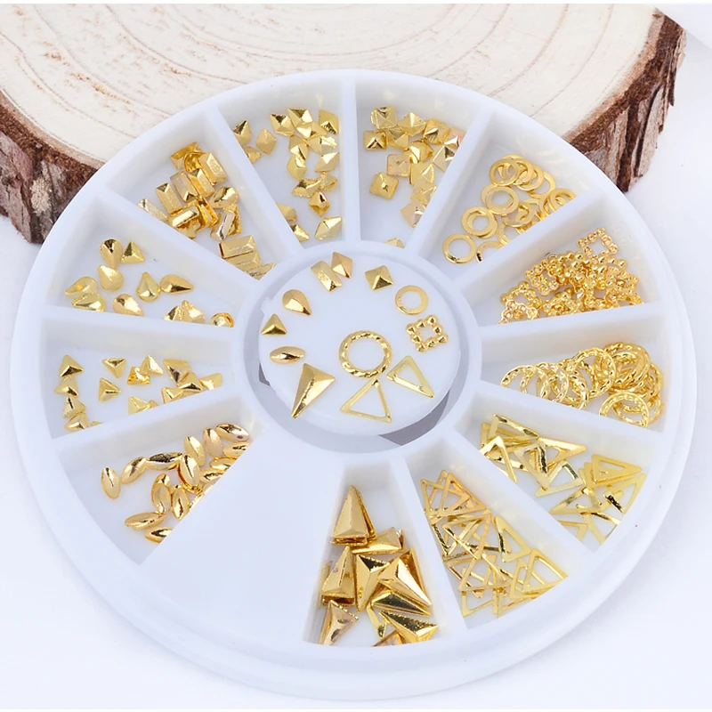 

1 Box Mixed Gold Nail Art Metallic Flakes Nail Art Decorations 3D Nails Accessories Design Bling Metal Flake Metallic