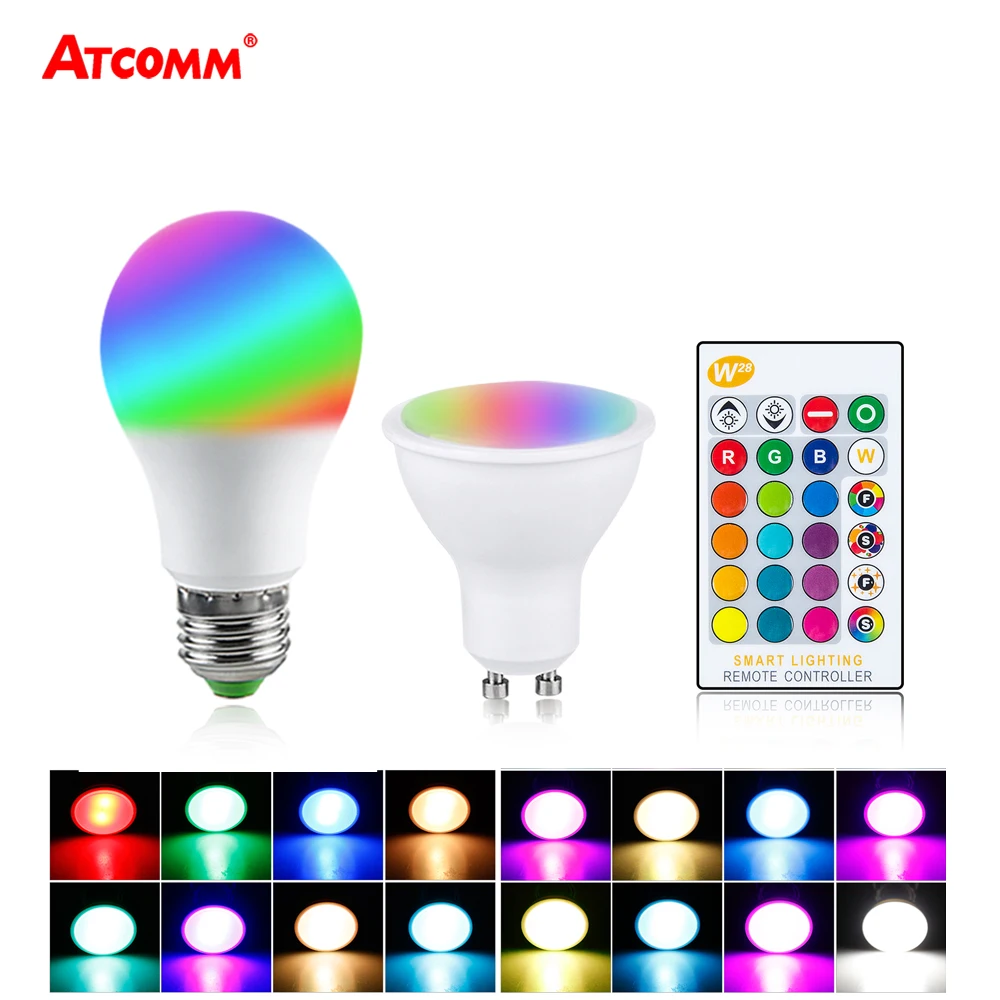 Ampoule LED E27 GU10 цветная RGB лампа 5 Вт 10 15 85 265 в GU5.3 Диод RGBW прожектор ночник с ИК