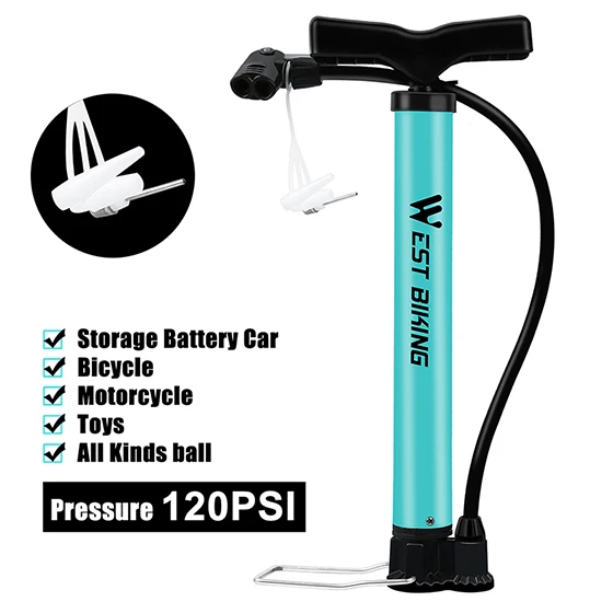 WEST BIKING велосипедный насос 120/160PSI высокого давления Шредер Presta клапан воздушный ножной насос стальной насос для шин MTB дорожный велосипед насос - Цвет: 120PSI