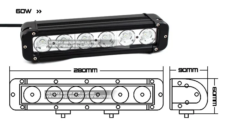 11 дюймов 60Вт CREE Автомобильные Светодиодные Света/Рабочий Свет для Выключения