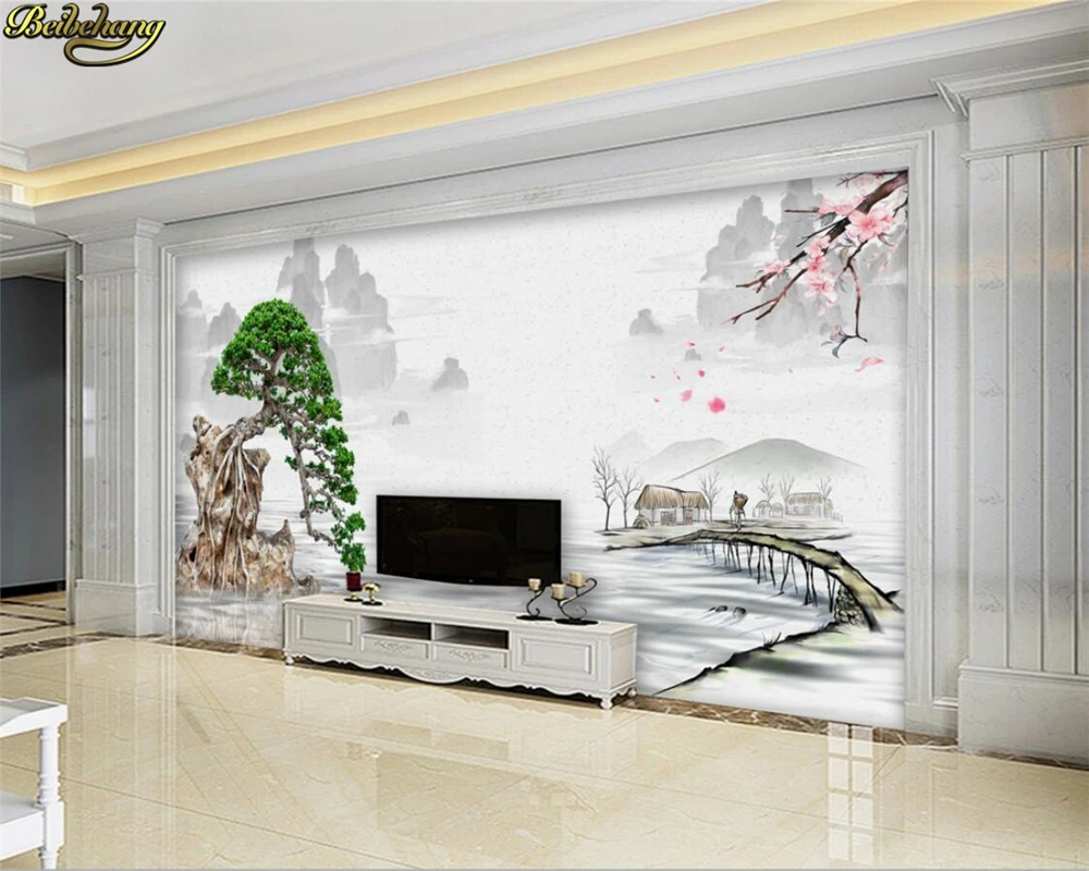 beibehang Custom Photo Wallpaper Mural Ink Landscape Pine Tree Wall Decorative Painting papel de parede wall papers home decor |