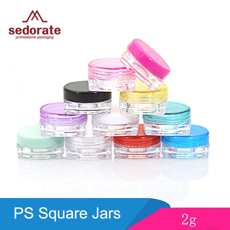 Sedorate 20 шт./лот 2 г PS пластиковая Квадратная бутылка банки для крема Пустые