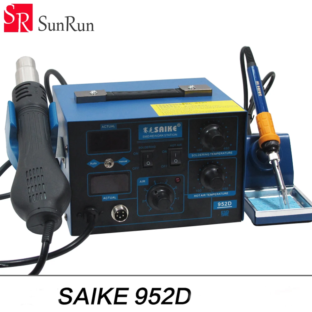 Самый продаваемый подарок saike 952D 2 в 1 пистолет горячего воздуха паяльник для