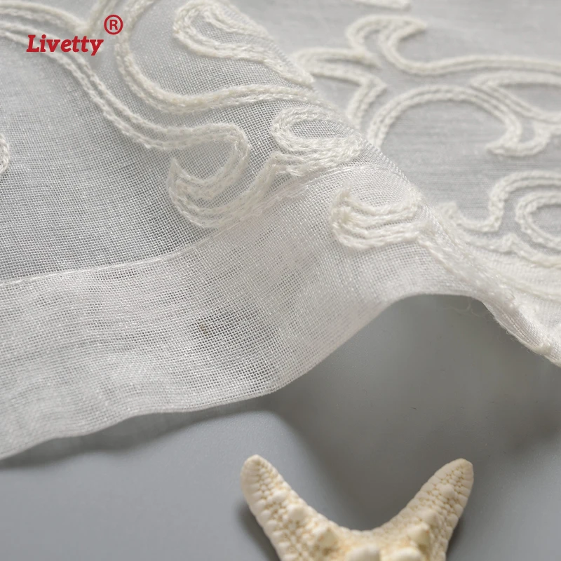 Однотонные белые тюлевые шторы для гостиной вышитые Дамасские занавески спальни