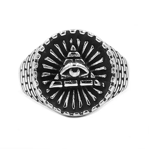 Кольцо из нержавеющей стали Illuminati пирамида ювелирные изделия классика