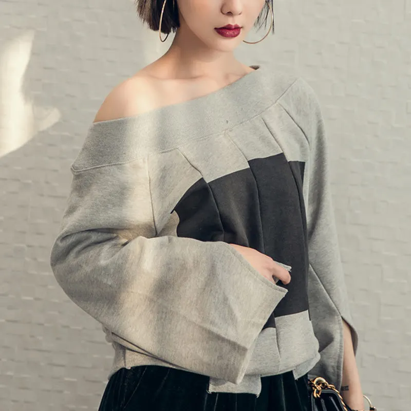 Женский свитшот в стиле Харадзюку с открытыми плечами|sweatshirt women|harajuku sweatshirtwomen