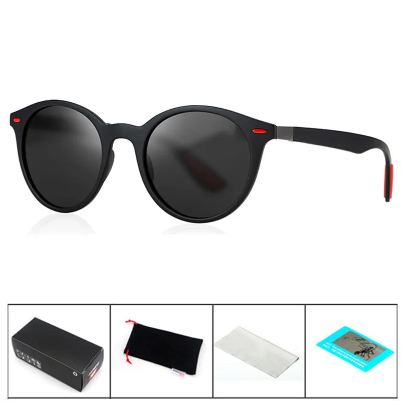 Black Red B4296 Классические поляризационные солнцезащитные очки, мужские винтажные Роскошные брендовые Круглые Солнцезащитные очки для женщин, очки для вождения, УФ-очки, Gafas De Sol Mujer - Цвет линз: Black Red B4296