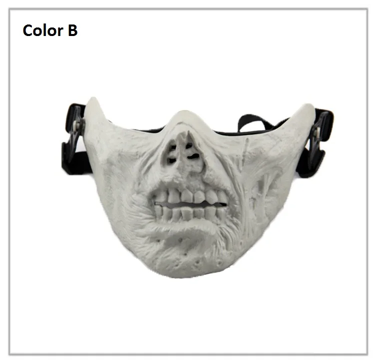 Color B 3D Unisex Half Face Cycling Mask Tactical Airsoft Protective Zombie Mask for Military Paintball Hunting CS Halloween Party Mask - Цвет: Color B