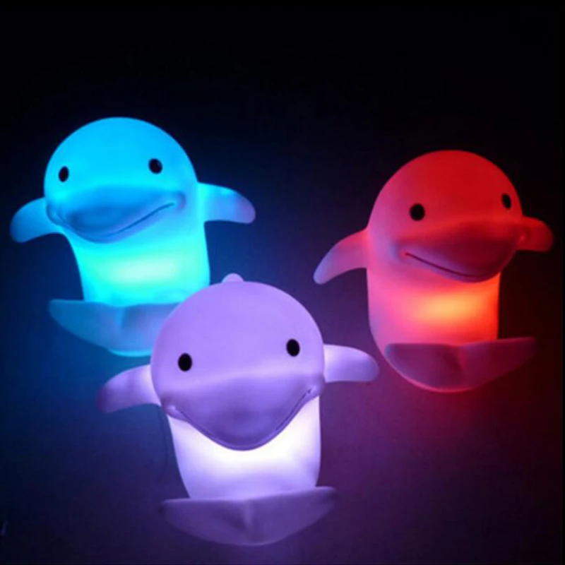 Cute Dolphin Color Changeable LED Night Light Glowing Toys Birthday Party Decoration Supplies Kids Room Gift | Дом и сад