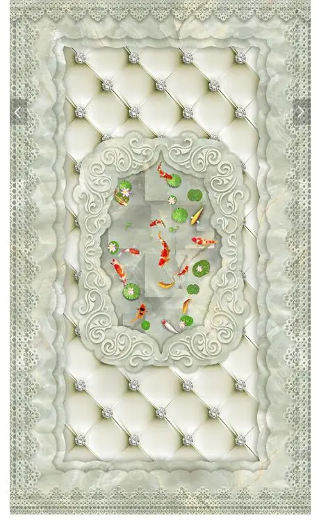 Фото обои для пола стены на заказ мраморная рыбка 3d водонепроницаемый пол фото