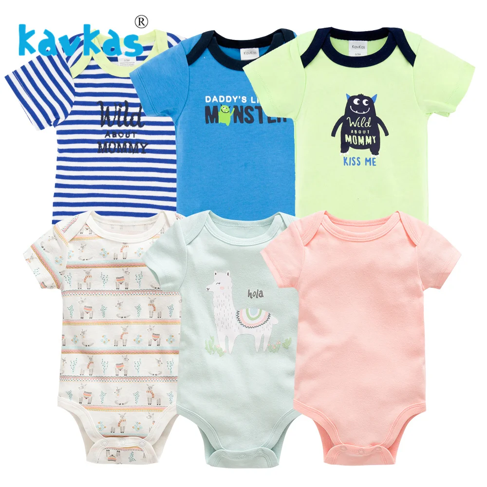 HY21772289 Kavkas/6 шт. Детские боди из хлопка с короткими рукавами Roupa De Bebes летний комплект одежды для маленьких мальчиков - Цвет: HY21772289