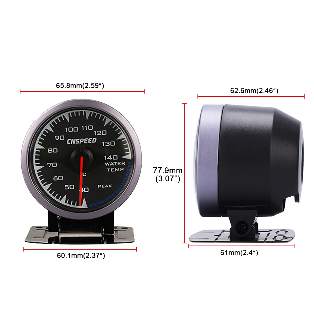CNSPEED, 7 цветов, светодиодный, 2,5 дюйма, 60 мм, 12 В, универсальный, для гоночной машины, датчик температуры воды, датчик температуры для Honda, автоматический датчик, измеритель, стручок