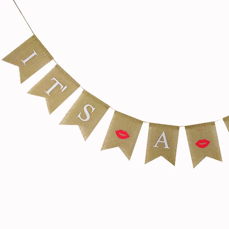 Это мальчик и это девочка Мешковина пол раскрывает баннер крещение детская