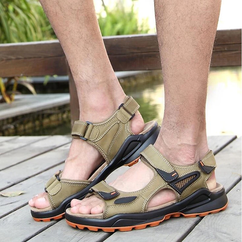 2020 мужские сандалии модные летние туфли на плоской подошве с застежкой липучкой